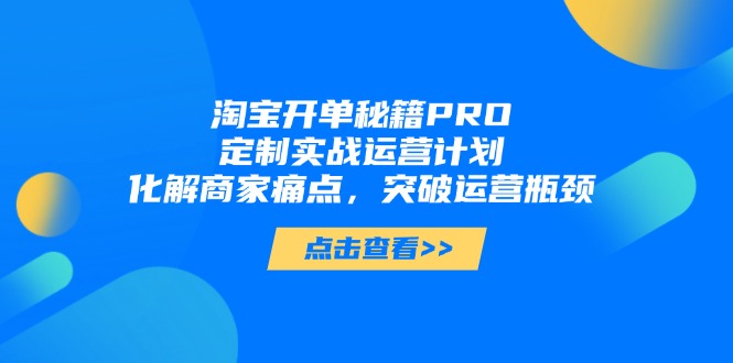 淘宝开单秘籍PRO，定制实战运营计划，化解商家痛点，突破运营瓶颈-苍穹网创