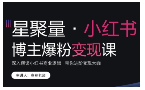 小红书博主爆粉变现课，深入解读小红书商业逻辑，带你进阶变现大咖-苍穹网创