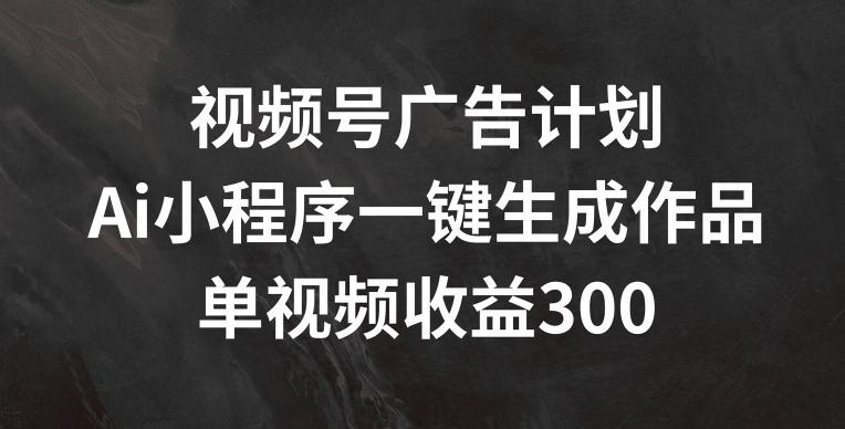 视频号广告计划，AI小程序一键生成作品， 单视频收益300+【揭秘】-苍穹网创