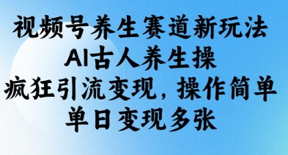 视频号养生赛道新玩法，AI古人养生操，疯狂引流变现，操作简单，单日变现多张-苍穹网创