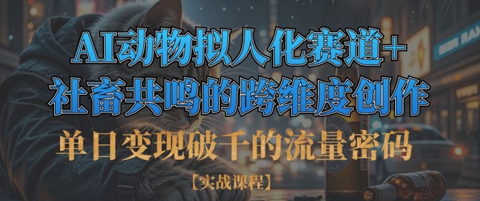 单日变现破千的流量密码，AI动物拟人化赛道+社畜共鸣的跨维度创作-苍穹网创