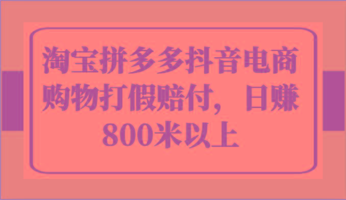 淘宝拼多多抖音电商购物打假赔付，日赚800米以上-苍穹网创