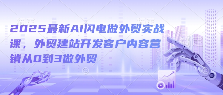 2025最新AI闪电做外贸实战课，外贸建站开发客户内容营销从0到3做外贸-苍穹网创