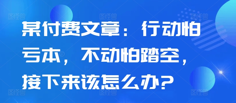 某付费文章：行动怕亏本，不动怕踏空，接下来该怎么办?-苍穹网创