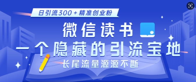 微信读书，一个隐藏的引流宝地，不为人知的小众打法，日引流300+精准创业粉，长尾流量源源不断-苍穹网创