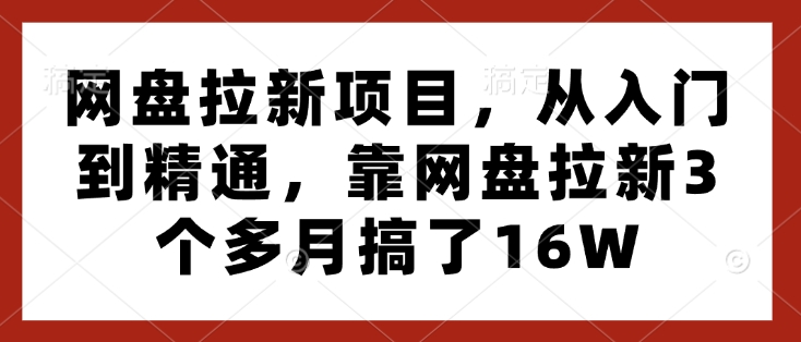 网盘拉新项目，从入门到精通，靠网盘拉新3个多月搞了16W-苍穹网创
