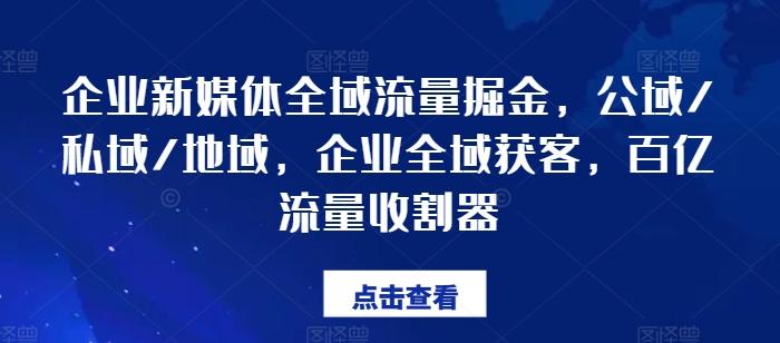 企业新媒体全域流量掘金，公域/私域/地域，企业全域获客，百亿流量收割器-苍穹网创