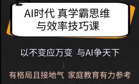 Ai时代真学霸思维与学习方法课，有格局且接地气，家庭教育有力参考-苍穹网创