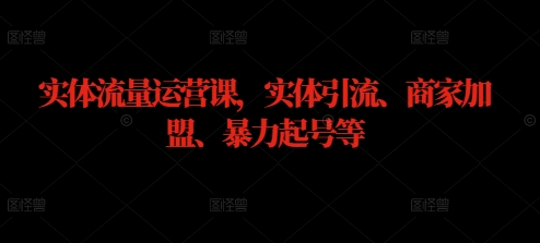 实体流量运营课，实体引流、商家加盟、暴力起号等-苍穹网创
