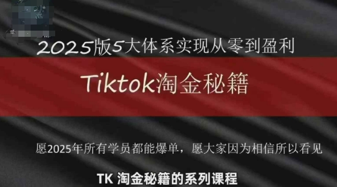 TikTok跨境2025淘金秘籍，​2025TikTok从0到盈利变现-苍穹网创