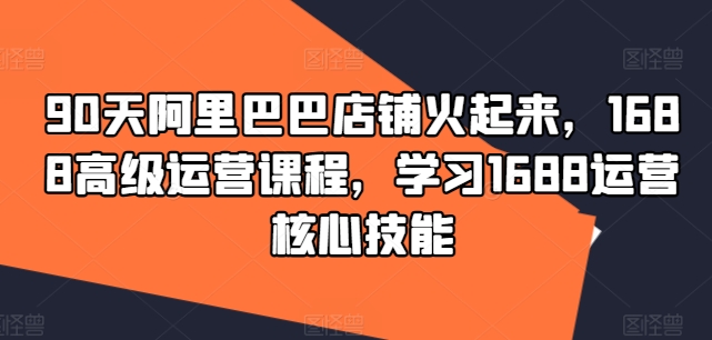 90天阿里巴巴店铺火起来，1688高级运营课程，学习1688运营核心技能-苍穹网创