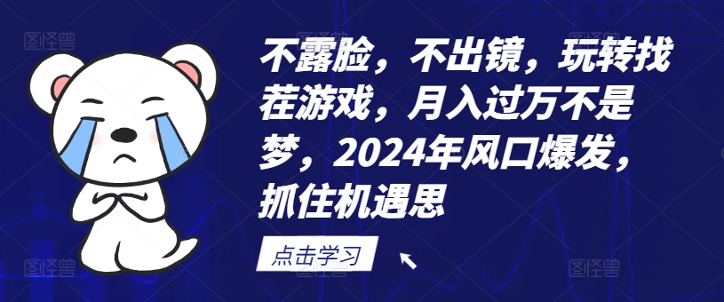 不露脸，不出镜，玩转找茬游戏，月入过万不是梦，2024年风口爆发，抓住机遇【揭秘】-苍穹网创