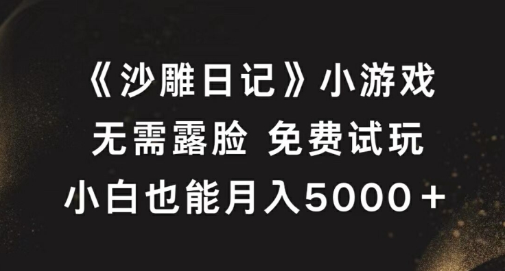 《沙雕日记》小游戏，无需露脸免费试玩，小白也能月入5000+【揭秘】-苍穹网创