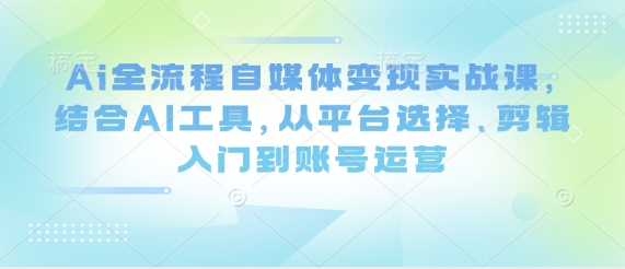 Ai全流程自媒体变现实战课，结合AI工具，从平台选择、剪辑入门到账号运营-苍穹网创