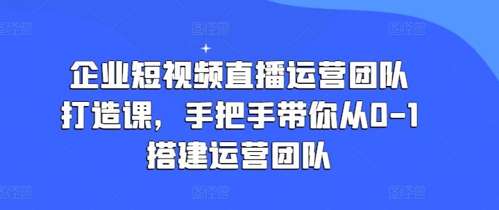 企业短视频直播运营团队打造课，手把手带你从0-1搭建运营团队-苍穹网创