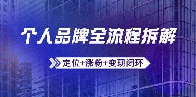 个人品牌全流程拆解：定位+涨粉+变现闭环，微信生态运营与资源整合-苍穹网创