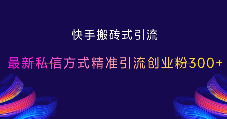 快手搬砖式引流，最新私信方式精准引流创业粉300+-苍穹网创