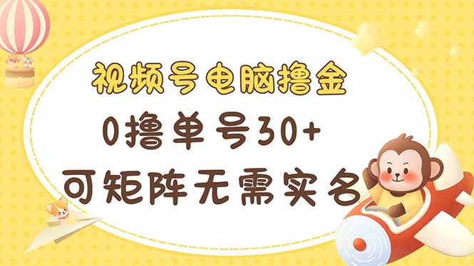 视频号电脑撸金 0撸单号30+ 可矩阵 无需实名多号多得-苍穹网创