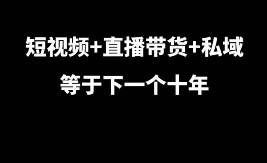 短视频+直播带货+私域等于下一个十年，大佬7年实战经验总结-苍穹网创
