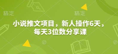 小说推文项目，新人操作6天，每天3位数分享课-苍穹网创