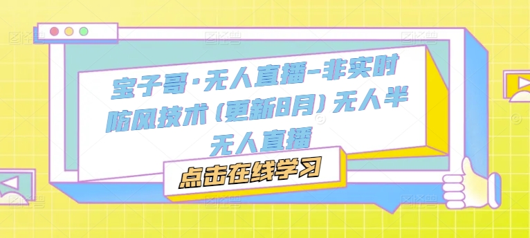 宝子哥·无人直播-非实时防风技术(更新11月)无人半无人直播-苍穹网创