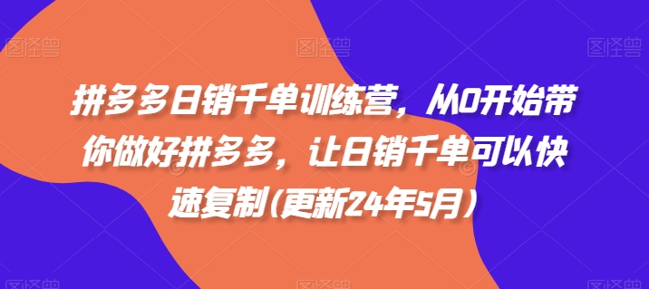 拼多多日销千单训练营，从0开始带你做好拼多多，让日销千单可以快速复制(更新25年3月)-苍穹网创