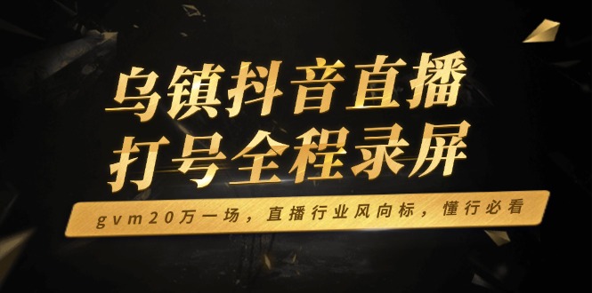 乌镇抖音直播打号全程录屏，gvm20万一场，直播行业风向标，懂行必看-苍穹网创