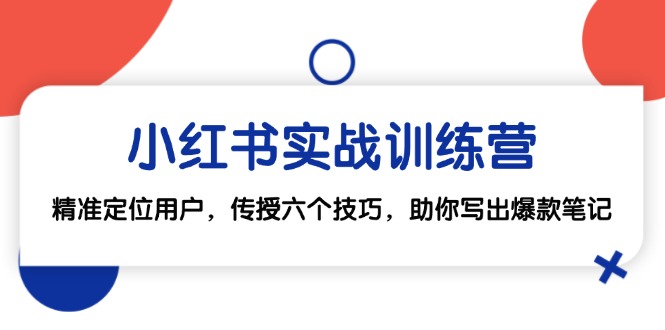 小红书实战训练营：精准定位用户，传授六个技巧，助你写出爆款笔记-苍穹网创
