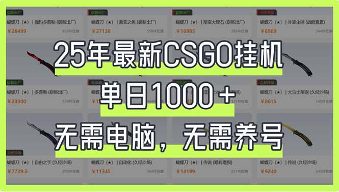 25年最新CSGO挂机系统，单日1000+，无需电脑，无需养号，0基础可上手-苍穹网创