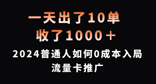 一天出了10单，收了1000+，2024普通人如何0成本入局流量卡推广【揭秘】-苍穹网创