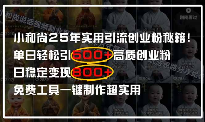 小和尚2025年实用引流秘籍！单日轻松引500+高质量创业粉，日变现800+，…-苍穹网创