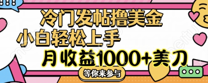 冷门发帖撸美金项目，月收益1000+美金，简单无脑，干就完了【揭秘】-苍穹网创