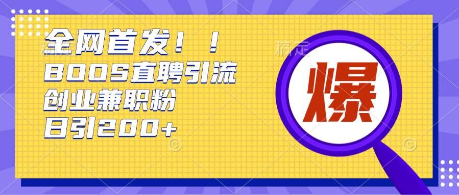 通过Boss直聘，每天轻松钓到200+多条创业大鱼的秘籍【揭秘】-苍穹网创
