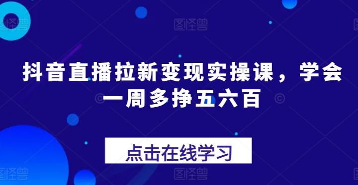 抖音直播拉新变现实操课，学会一周多挣五六百-苍穹网创