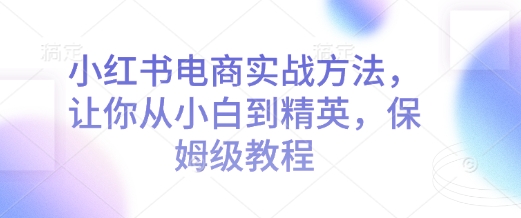 小红书电商实战方法，让你从小白到精英，保姆级教程-苍穹网创
