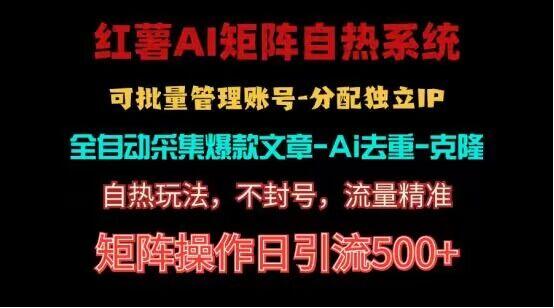 红薯矩阵自热系统，独家不死号引流玩法！矩阵操作日引流500+-苍穹网创