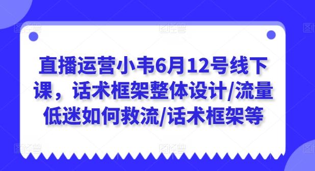 直播运营小韦6月12号线下课，话术框架整体设计/流量低迷如何救流/话术框架等-苍穹网创