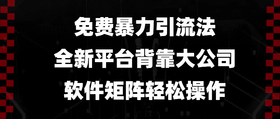 免费暴力引流法，全新平台，背靠大公司，软件矩阵轻松操作-苍穹网创