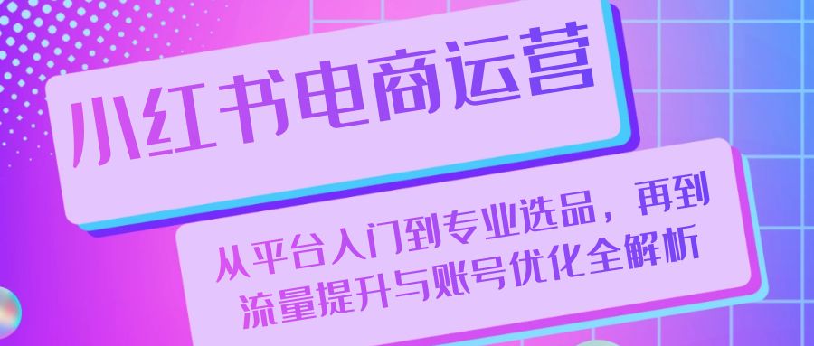 小红书电商运营：从平台入门到专业选品，再到流量提升与账号优化全解析-苍穹网创