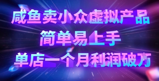 咸鱼卖小众虚拟产品，简单易上手，单店一个月利润破W-苍穹网创