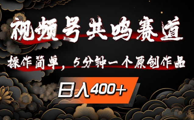 视频号共鸣赛道，操作简单，5分钟1个原创作品，日入几张【揭秘】-苍穹网创
