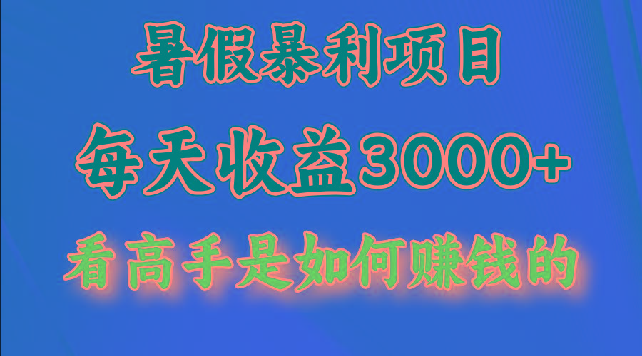 暑假暴利项目，每天收益3000+ 努努力能达到5000+，暑假大流量来了-苍穹网创