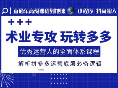 术业专攻玩转多多，优秀运营人的全面体系课程，解析拼多多运营底层必备逻辑-苍穹网创