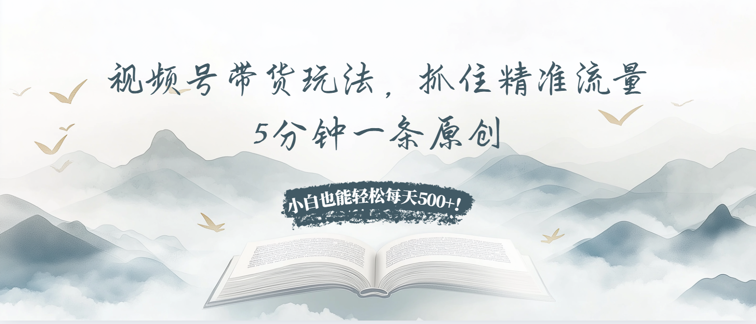 视频号带货玩法，抓住精准流量，5分钟一条原创，小白也能轻松每天500+！-苍穹网创