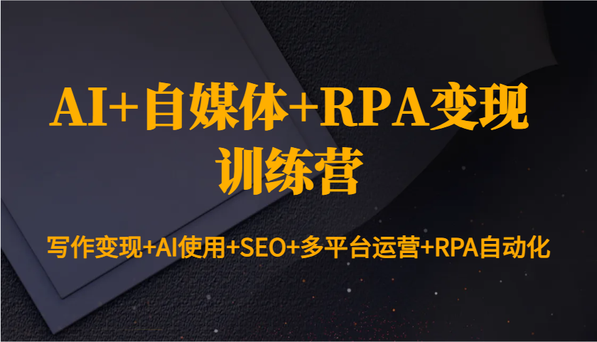 AI+自媒体+RPA变现训练营：写作变现+AI使用+SEO+多平台运营+RPA自动化-苍穹网创