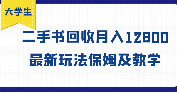 大学生创业风向标，二手书回收月入12800，最新玩法保姆及教学-苍穹网创