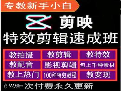 剪映特效教程和运营变现教程，特效剪辑速成班，专教新手小白-苍穹网创