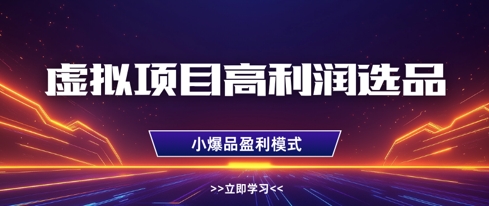 虚拟项目高利润选品方法，做好单店利润1W+，可多店倍增利润-苍穹网创