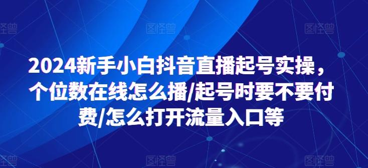 2024新手小白抖音直播起号实操，个位数在线怎么播/起号时要不要付费/怎么打开流量入口等-苍穹网创