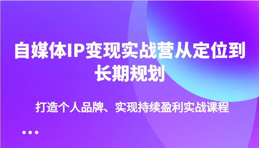 自媒体IP变现实战营从定位到长期规划，打造个人品牌、实现持续盈利实战课程-苍穹网创